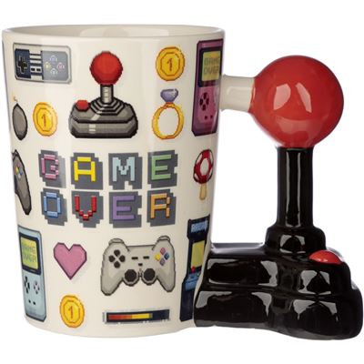 Caneca 3D Gaming Pixel Game Over com Asa Joystick 11cm