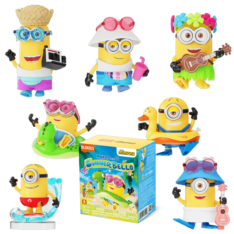 Minions Figura Surpresa Mokoo Series 02 Summer Bello Caixa 6 Unidades Blokees