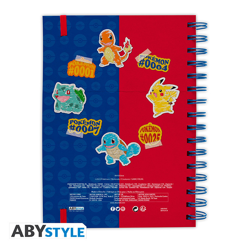 Caderno A5 Espiral Pokémon Blue & Red Partners ABYstyle