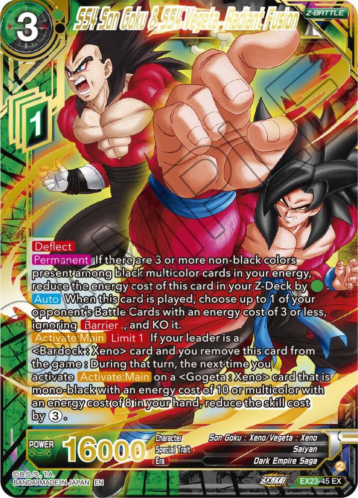 SS4 Son Goku & SS4 Vegeta, Fusione Radiosa - Expansion Deck Box Set 23: Premium Anniversary Box 2023 - Come Nuovo