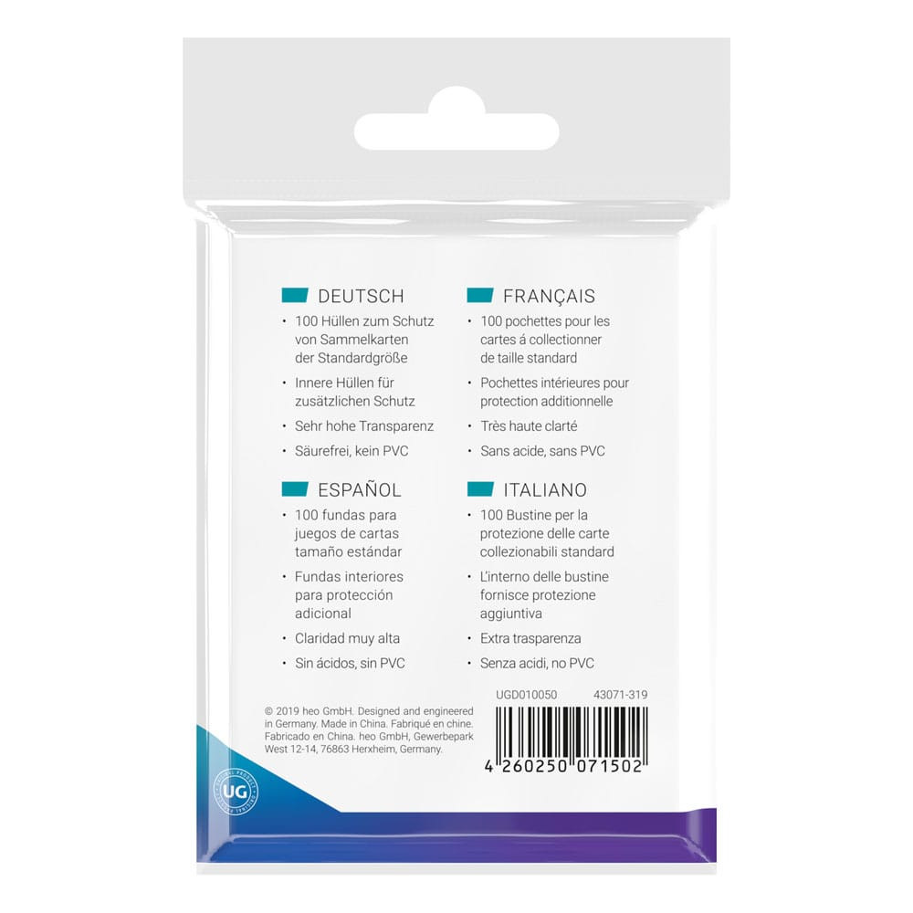 Sleeves Standard Size Precise-Fit Transparent 100 Ultimate Guard