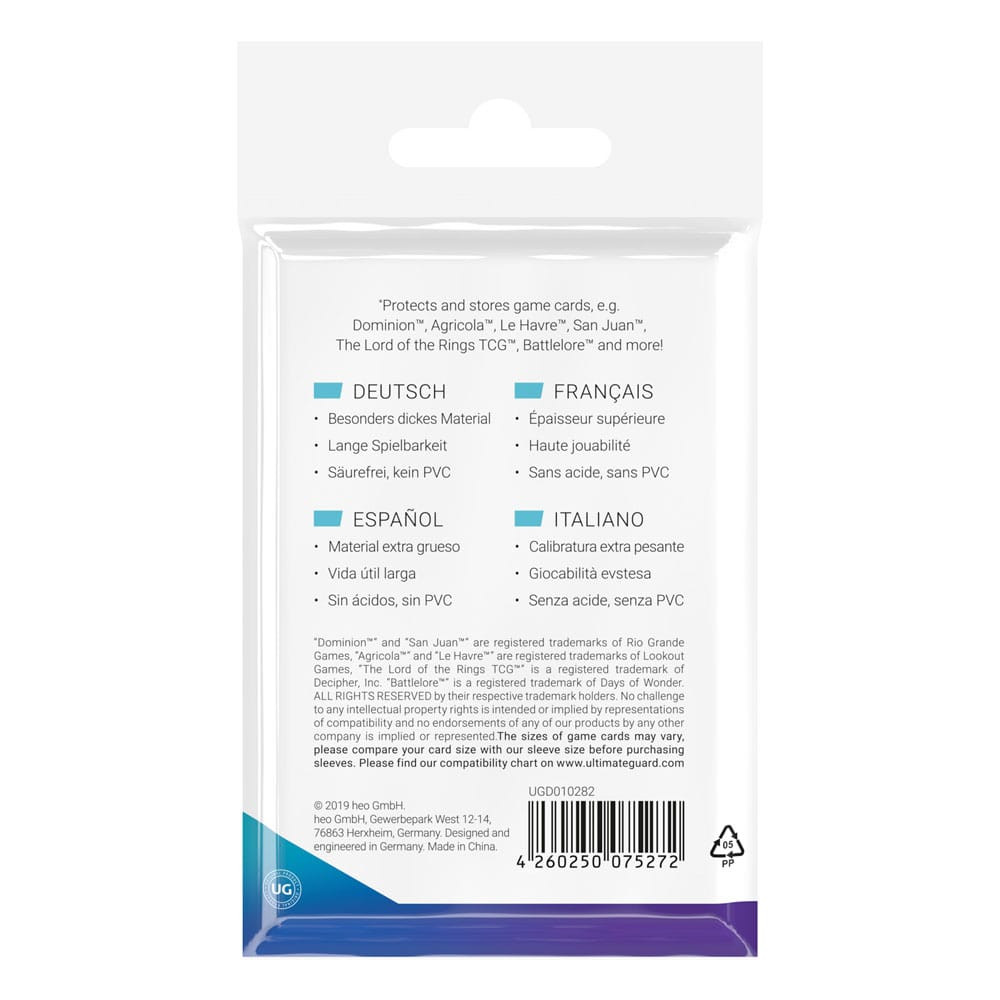 Fundas Tamaño Europeo Estándar 62x94 mm Ultimate Guard Premium Soft (50)