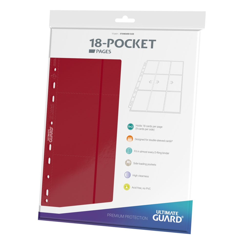 Folhas 18-Pocket Side-Loading Vermelhas para Binder TCG Ultimate Guard